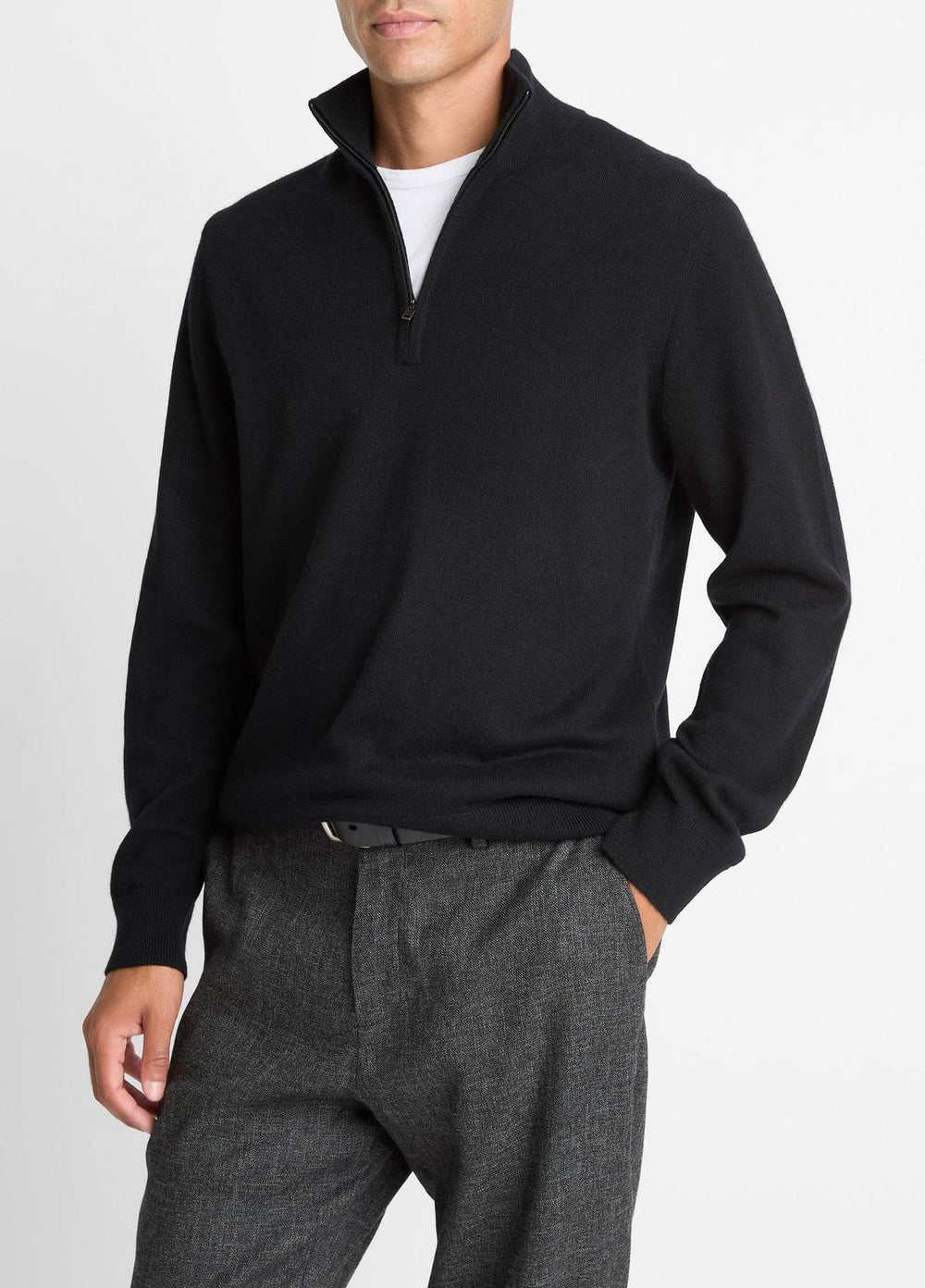 Cashmere Quarter-Zip Sweater in Quarter Zip - BLACK