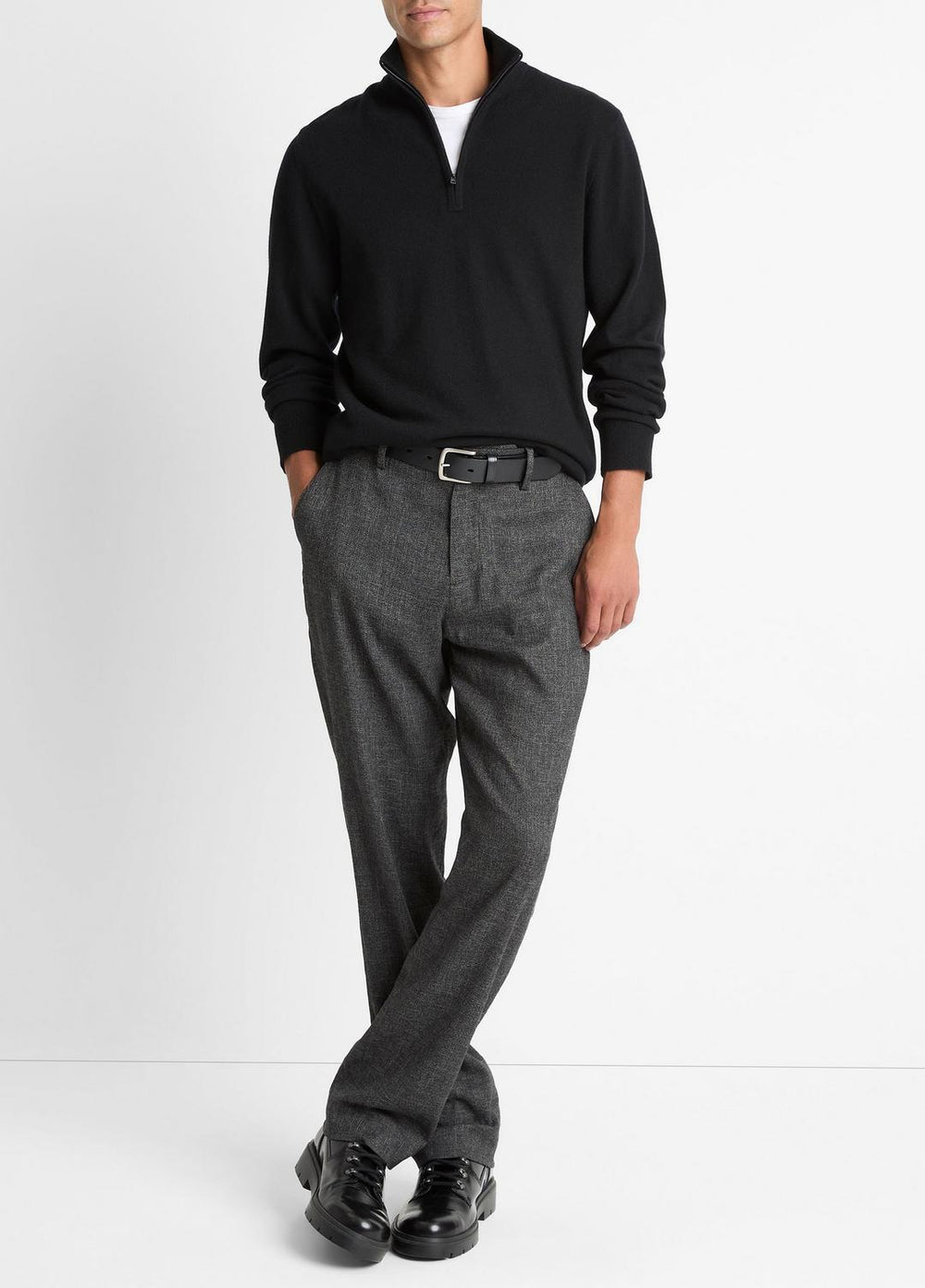 Cashmere Quarter-Zip Sweater in Quarter Zip - BLACK
