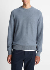 Geo-Jacquard Wool-Blend Crew Neck Sweater in Crew Neck - PARLOR BLUE/MEDIUM HEATHER GREY