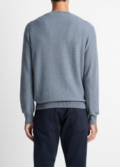 Geo-Jacquard Wool-Blend Crew Neck Sweater in Crew Neck - PARLOR BLUE/MEDIUM HEATHER GREY