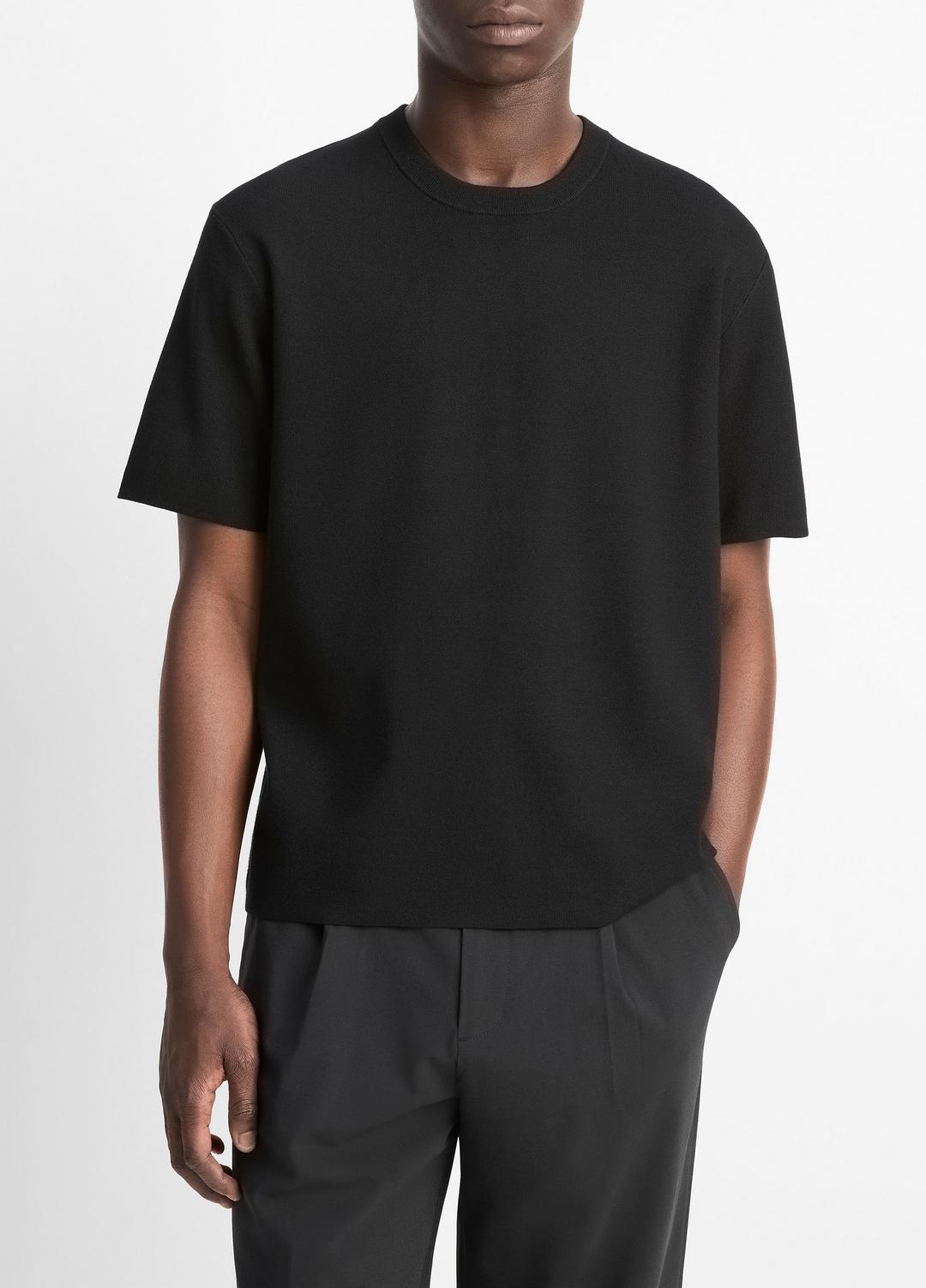 Milano Short-Sleeve Crew Neck Sweater in Crew Neck - BLACK
