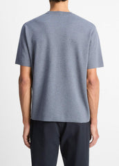 Milano Short-Sleeve Crew Neck Sweater in Crew Neck - LIGHT HEATHER RIPPLE