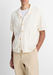 Patchwork Pointelle Short-Sleeve Shirt in Short Sleeve - CLASSIC CREAM