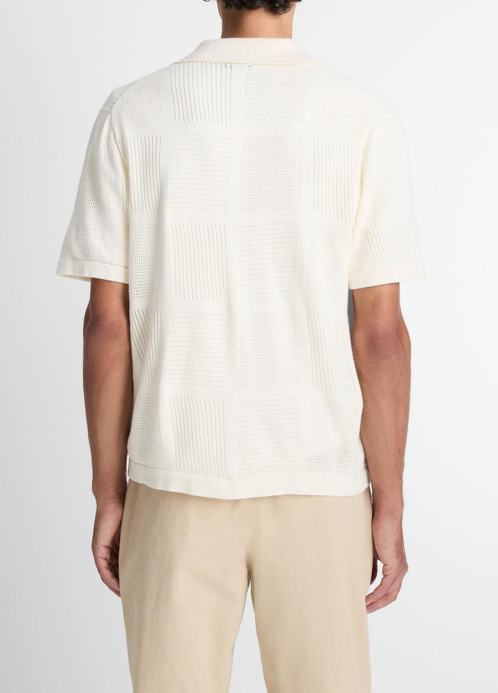 Patchwork Pointelle Short-Sleeve Shirt in Short Sleeve - CLASSIC CREAM