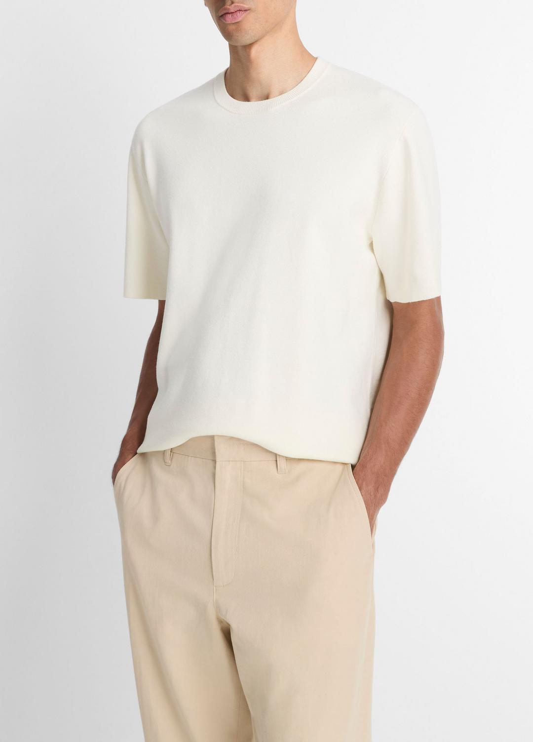 Milano Short-Sleeve Crew Neck Sweater in Crew Neck - CLASSIC CREAM