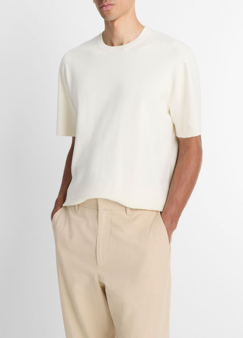 Milano Short-Sleeve Crew Neck Sweater in Crew Neck - CLASSIC CREAM