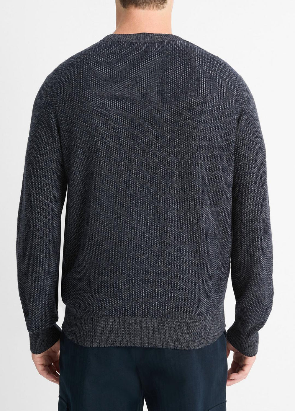 Geo-Jacquard Wool-Blend Crew Neck Sweater in Crew Neck - COASTAL BLUE/MEDIUM HEATHER GREY