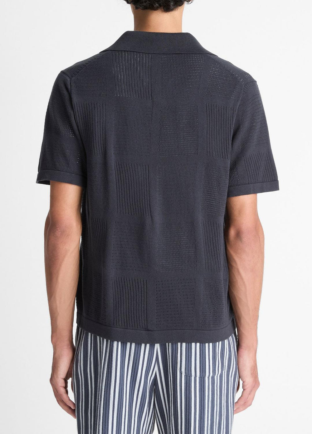 Patchwork Pointelle Short-Sleeve Shirt in Short Sleeve - LIGHT COASTAL BLUE