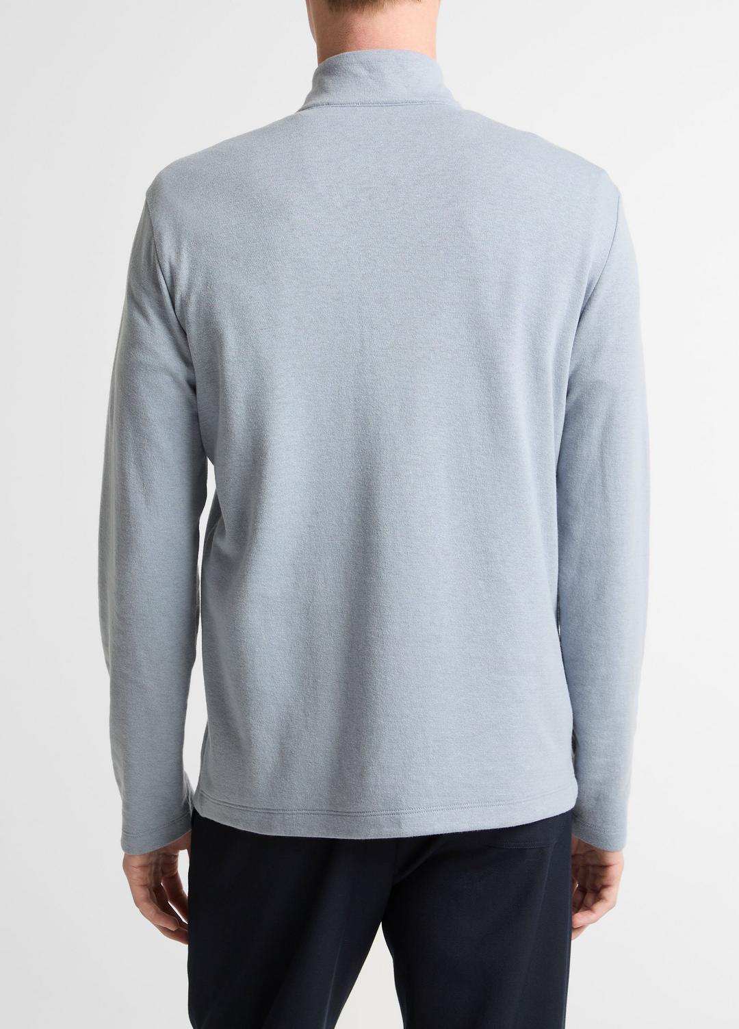 Double-Face Cotton-Blend Quarter-Zip Pullover in Quarter Zip - STEEL BLUE/STUDIO