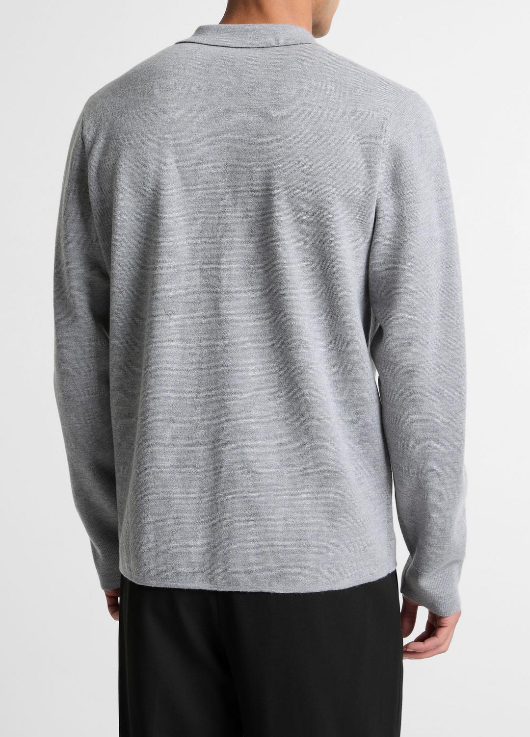 Italian Merino Wool Milano Polo Sweater in Sweaters - HEATHER GREY