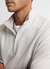 Double-Face Cotton-Blend Quarter-Zip Pullover in Quarter Zip - OFF WHITE/JET