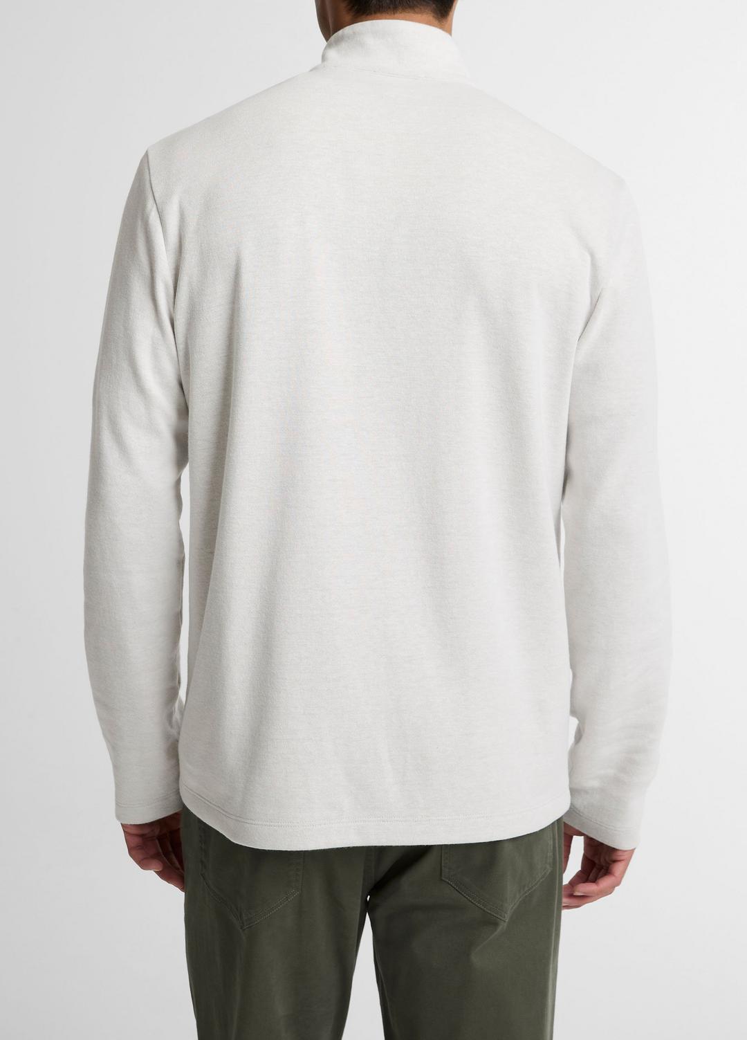 Double-Face Cotton-Blend Quarter-Zip Pullover in Quarter Zip - OFF WHITE/JET