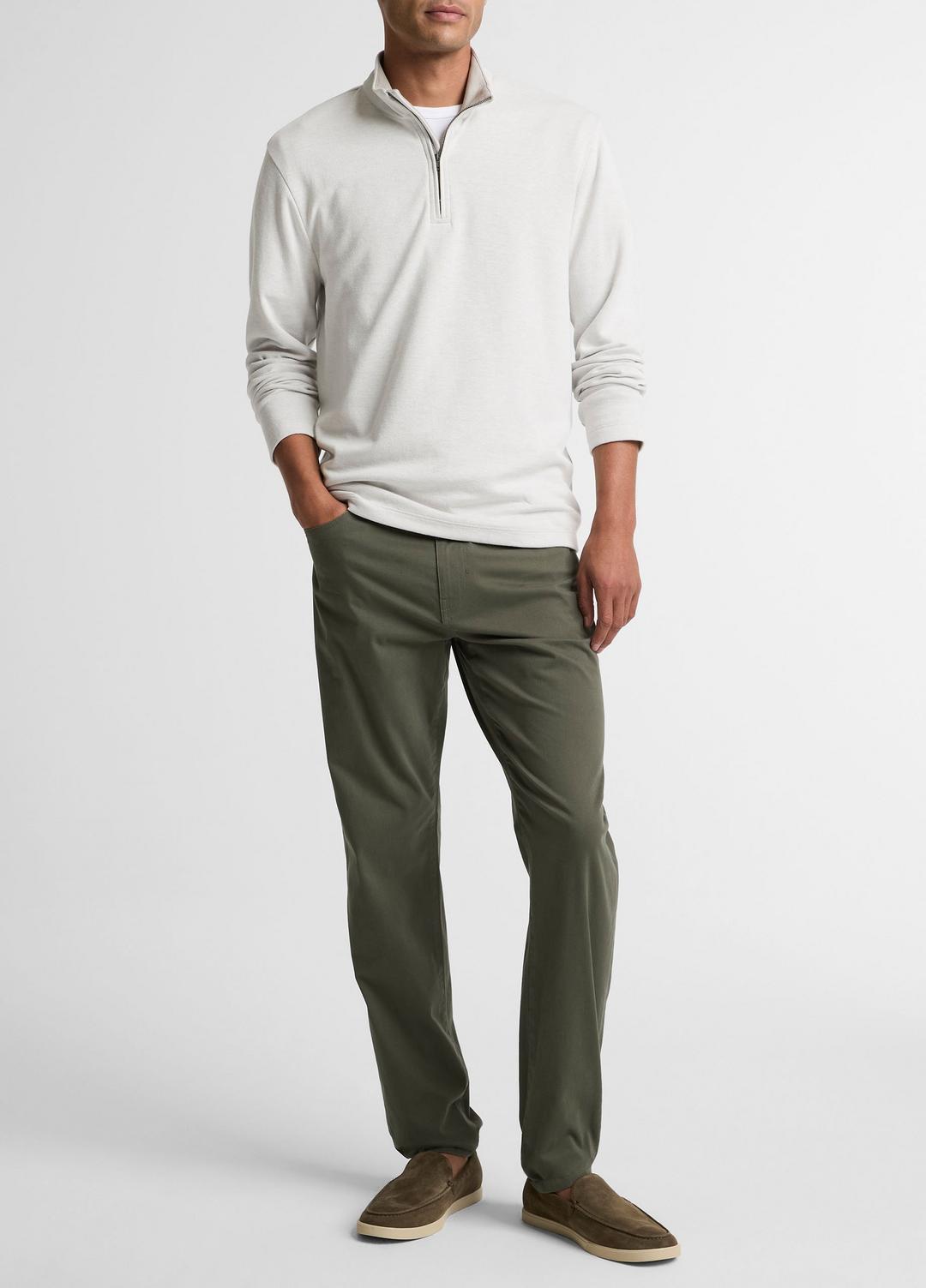 Double-Face Cotton-Blend Quarter-Zip Pullover in Quarter Zip - OFF WHITE/JET