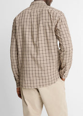 Great Falls Plaid Cotton Button-Front Shirt in Long Sleeve - RIVER SAND/MISSION