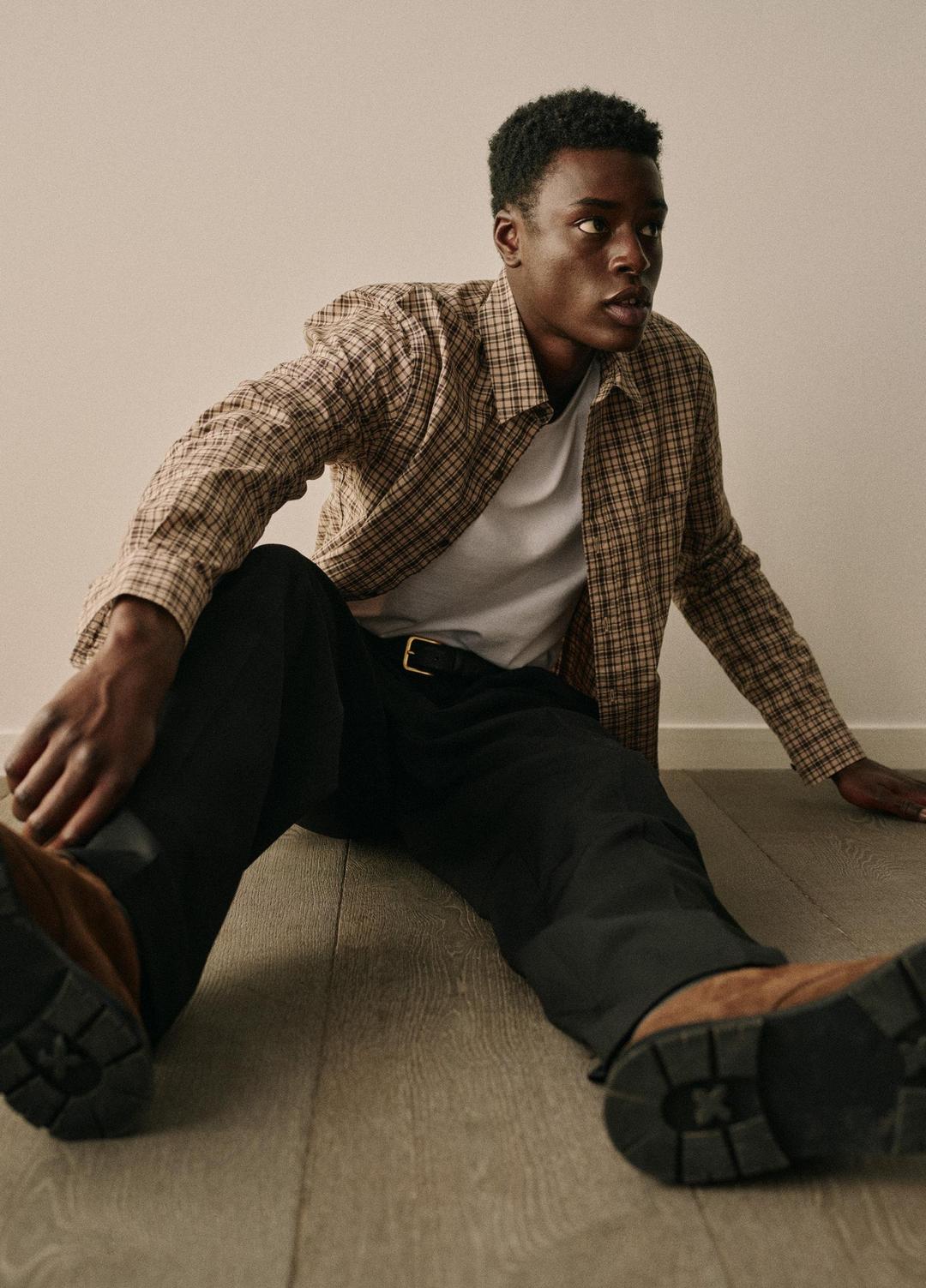 Great Falls Plaid Cotton Button-Front Shirt in Long Sleeve - RIVER SAND/MISSION