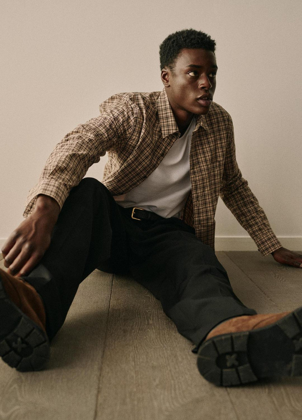 Great Falls Plaid Cotton Button-Front Shirt in Long Sleeve - RIVER SAND/MISSION