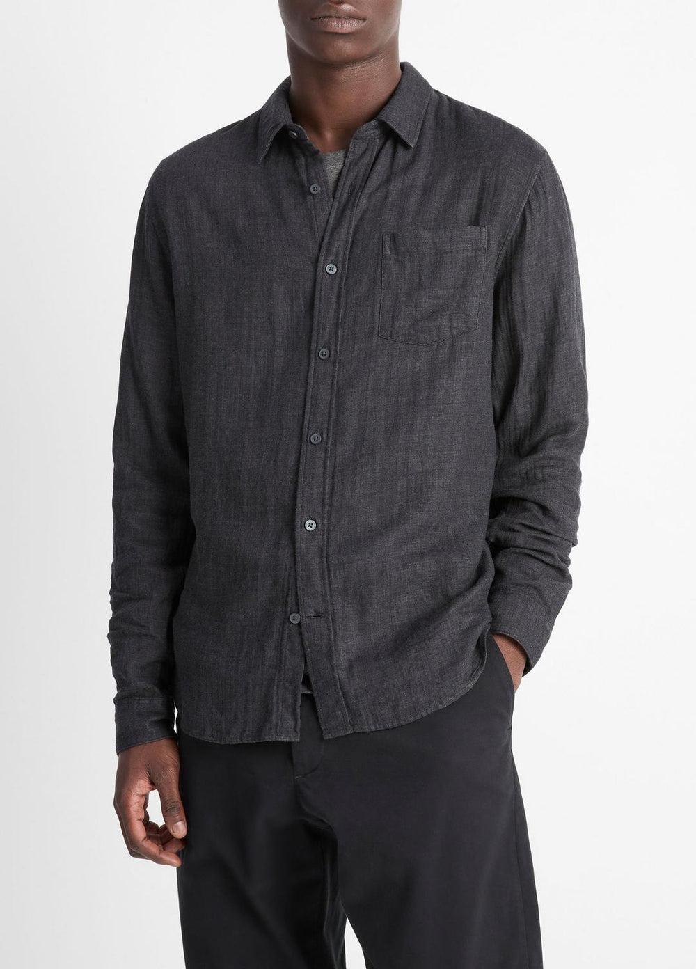Double Face Long Sleeve in Long Sleeve - HEATHER BLACK