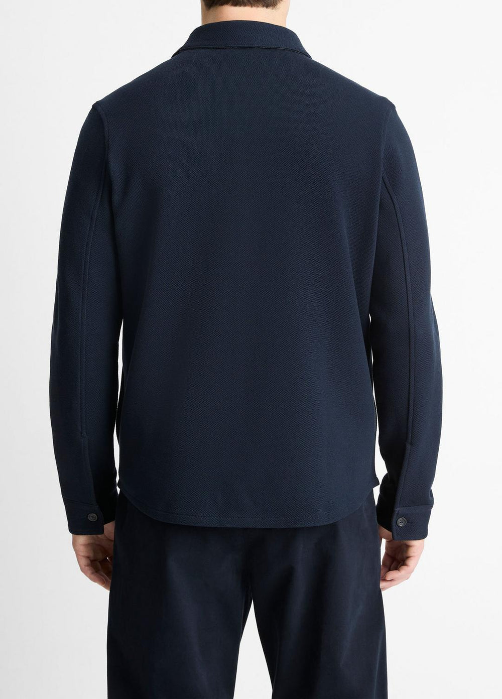 Double-Knit Cotton-Blend Piqué Shirt Jacket in Shirt Jackets - COASTAL BLUE/MEDIUM GREY