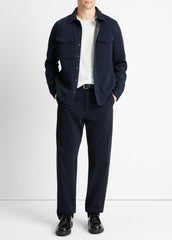Double-Knit Cotton-Blend Piqué Shirt Jacket in Shirt Jackets - COASTAL BLUE/MEDIUM GREY
