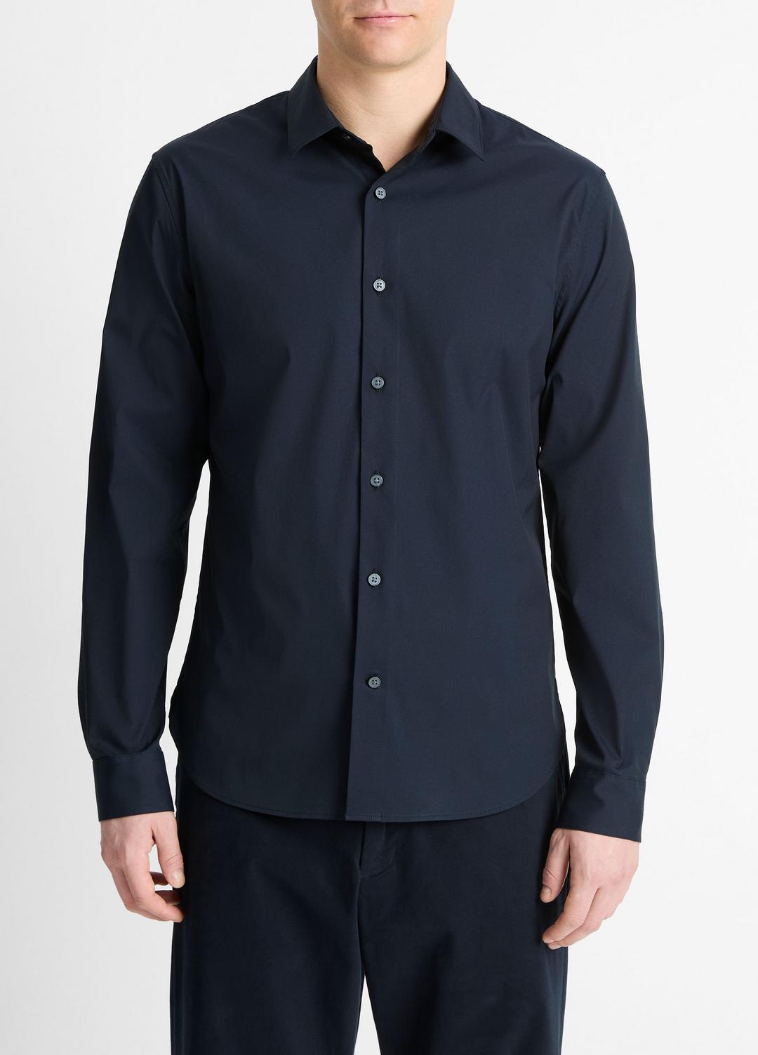 Stretch-Cotton Poplin Shirt in Long Sleeve - COASTAL BLUE