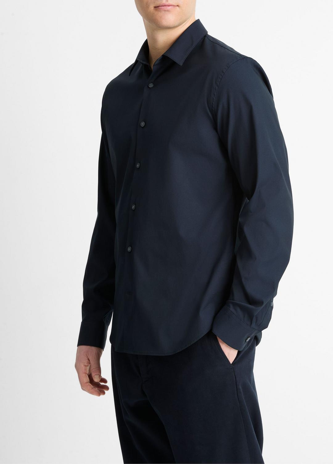 Stretch-Cotton Poplin Shirt in Long Sleeve - COASTAL BLUE