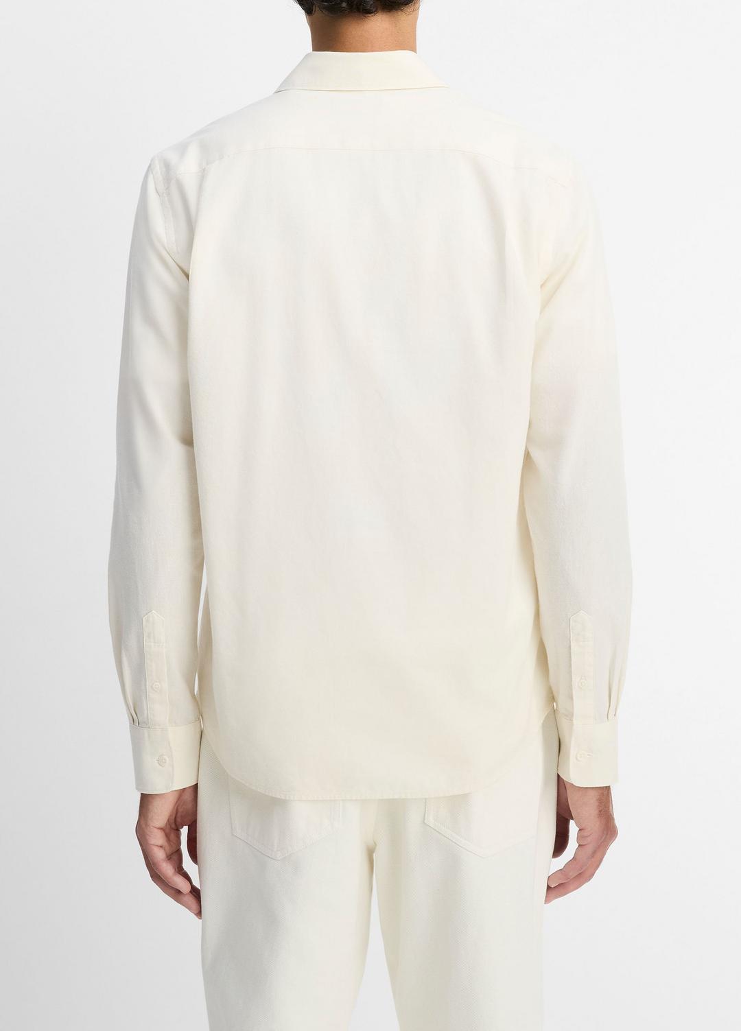 Cotton Chambray Button-Front Shirt in Long Sleeve - OFF WHITE