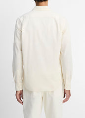 Cotton Chambray Button-Front Shirt in Long Sleeve - OFF WHITE