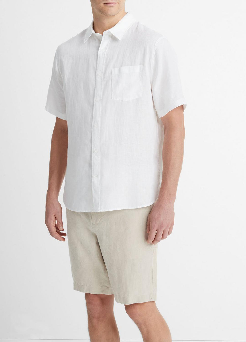 Linen Short-Sleeve Shirt in Short Sleeve - OPTIC WHITE