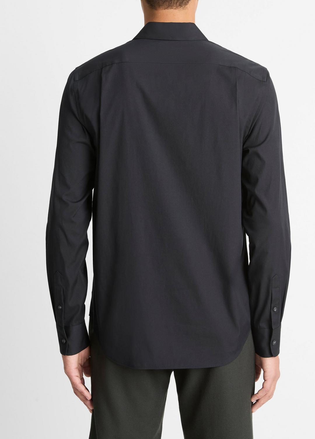 Stretch-Cotton Poplin Shirt in Long Sleeve - BLACK