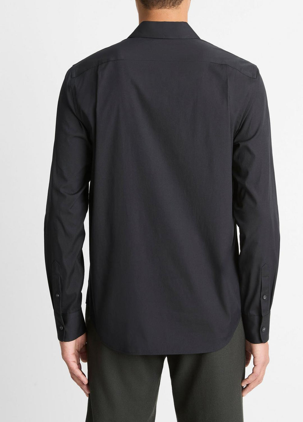 Stretch-Cotton Poplin Shirt in Long Sleeve - BLACK