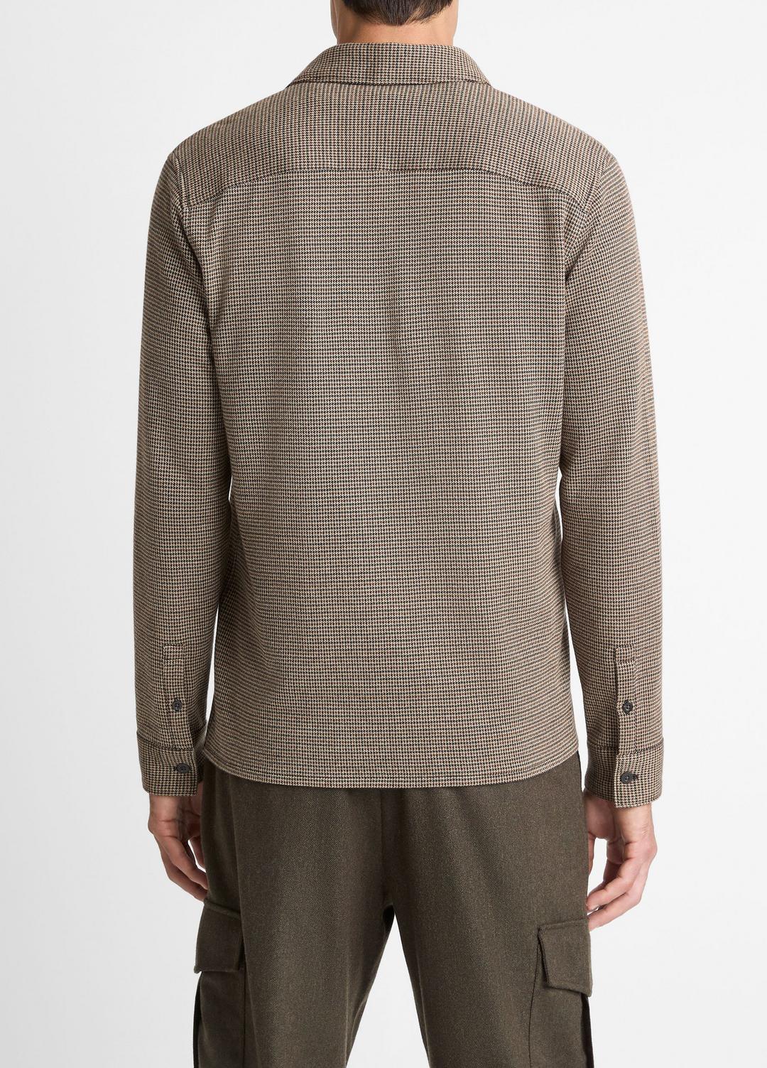 Houndstooth Cotton-Blend Button-Front Shirt in Long Sleeve - DARK ROAST COMBO