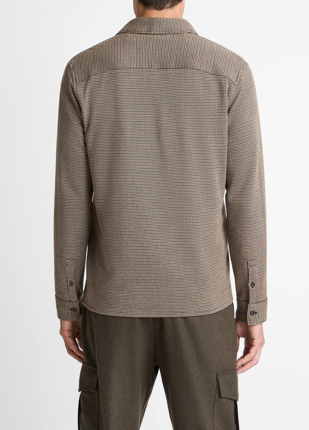 Houndstooth Cotton-Blend Button-Front Shirt in Long Sleeve - DARK ROAST COMBO