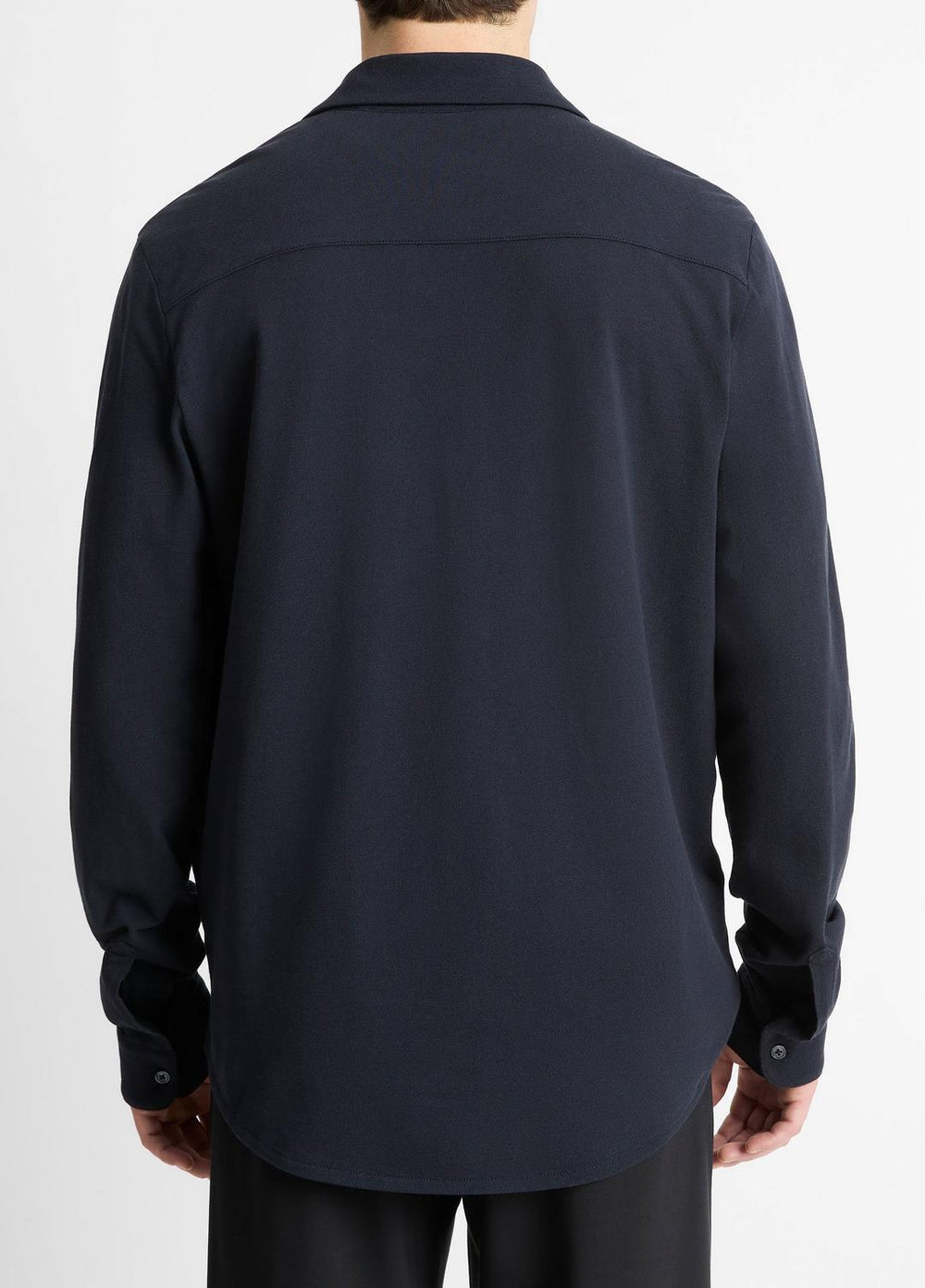 Cotton Piqué Button-Front Shirt in Long Sleeve - COASTAL BLUE