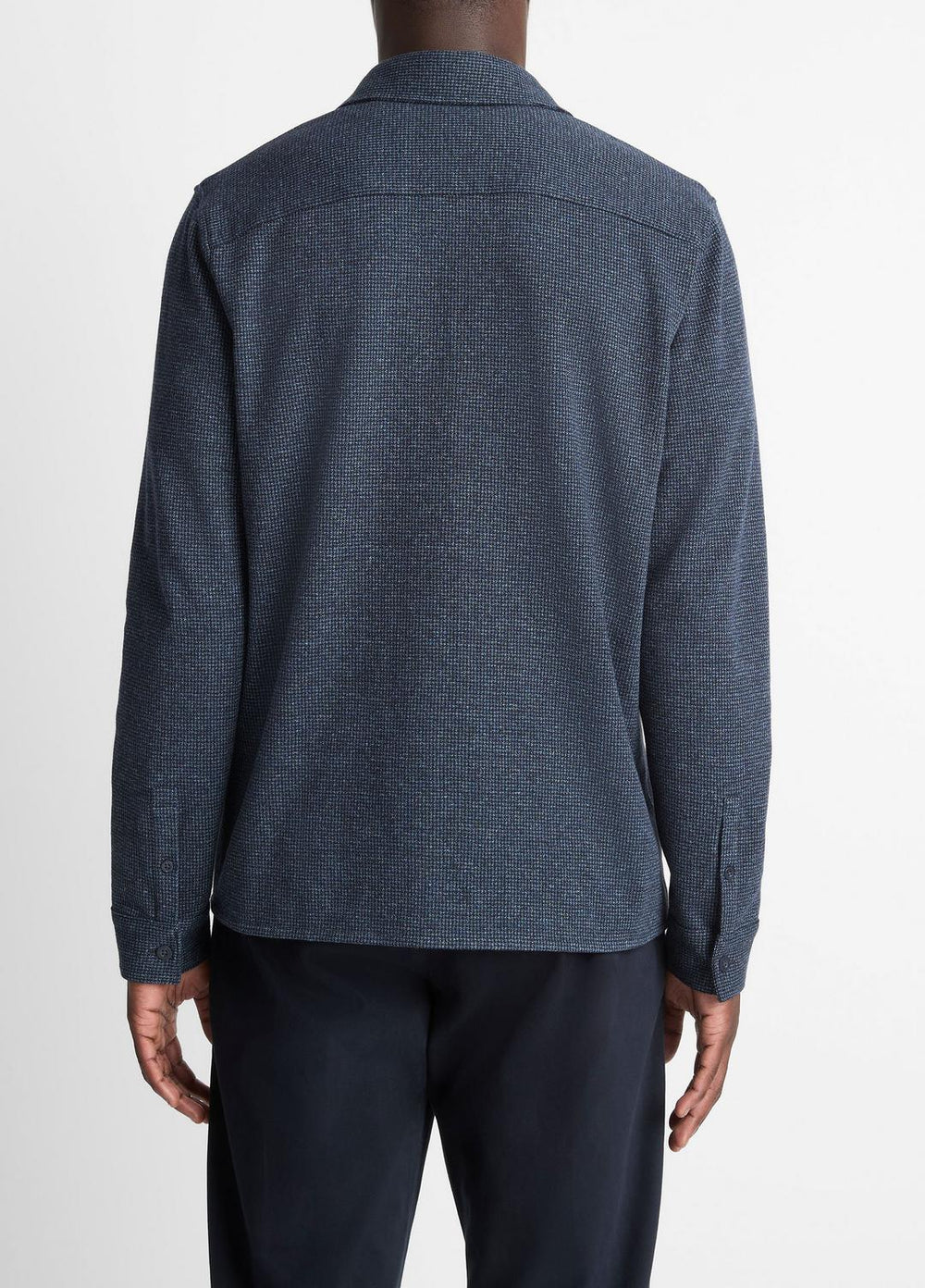 Houndstooth Cotton-Blend Button-Front Shirt in Long Sleeve - COASTAL COMBO