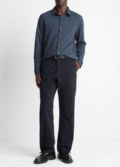 Houndstooth Cotton-Blend Button-Front Shirt in Long Sleeve - COASTAL COMBO