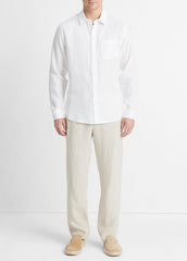 Linen Long-Sleeve Shirt in Long Sleeve - OPTIC WHITE