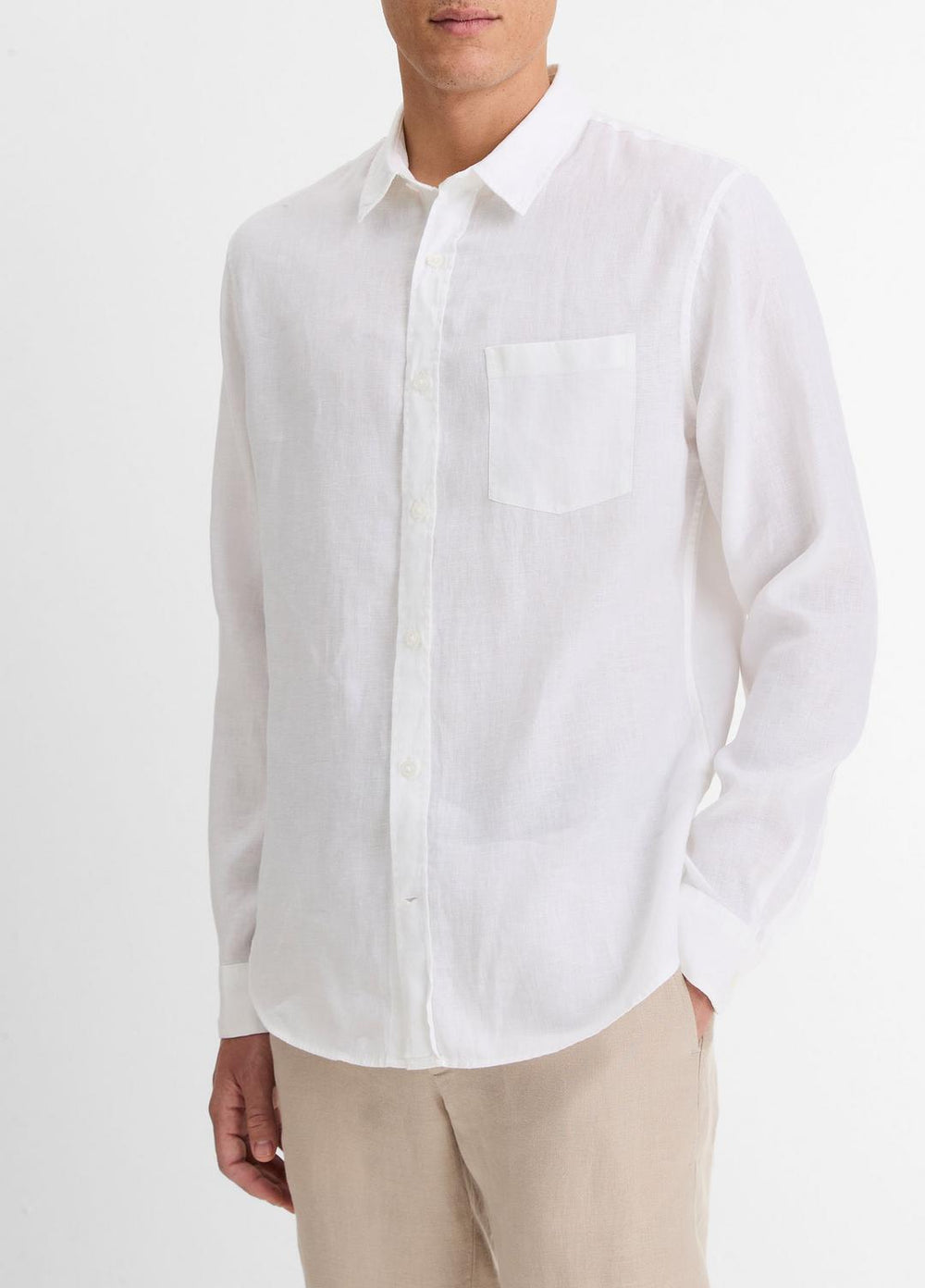 Linen Long-Sleeve Shirt in Long Sleeve - OPTIC WHITE