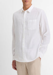 Linen Long-Sleeve Shirt in Long Sleeve - OPTIC WHITE