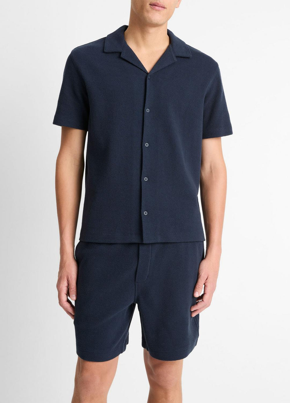 Cotton Bouclé Cabana Shirt in Short Sleeve - COASTAL BLUE