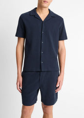 Cotton Bouclé Cabana Shirt in Short Sleeve - COASTAL BLUE