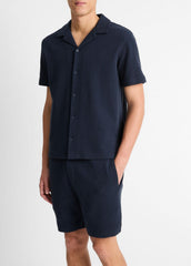 Cotton Bouclé Cabana Shirt in Short Sleeve - COASTAL BLUE