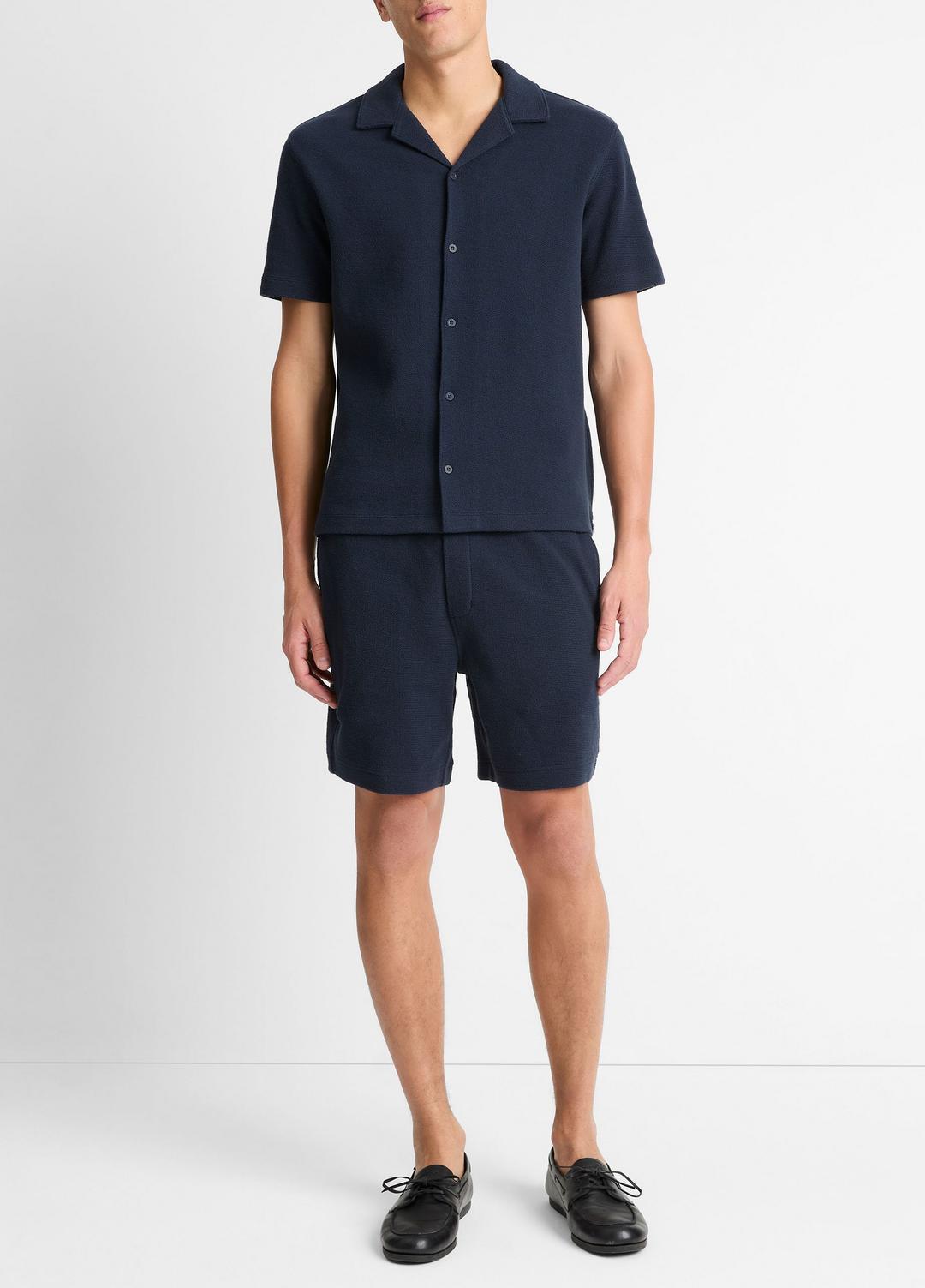 Cotton Bouclé Cabana Shirt in Short Sleeve - COASTAL BLUE