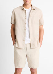 Linen Short-Sleeve Shirt in Short Sleeve - PUMICE ROCK