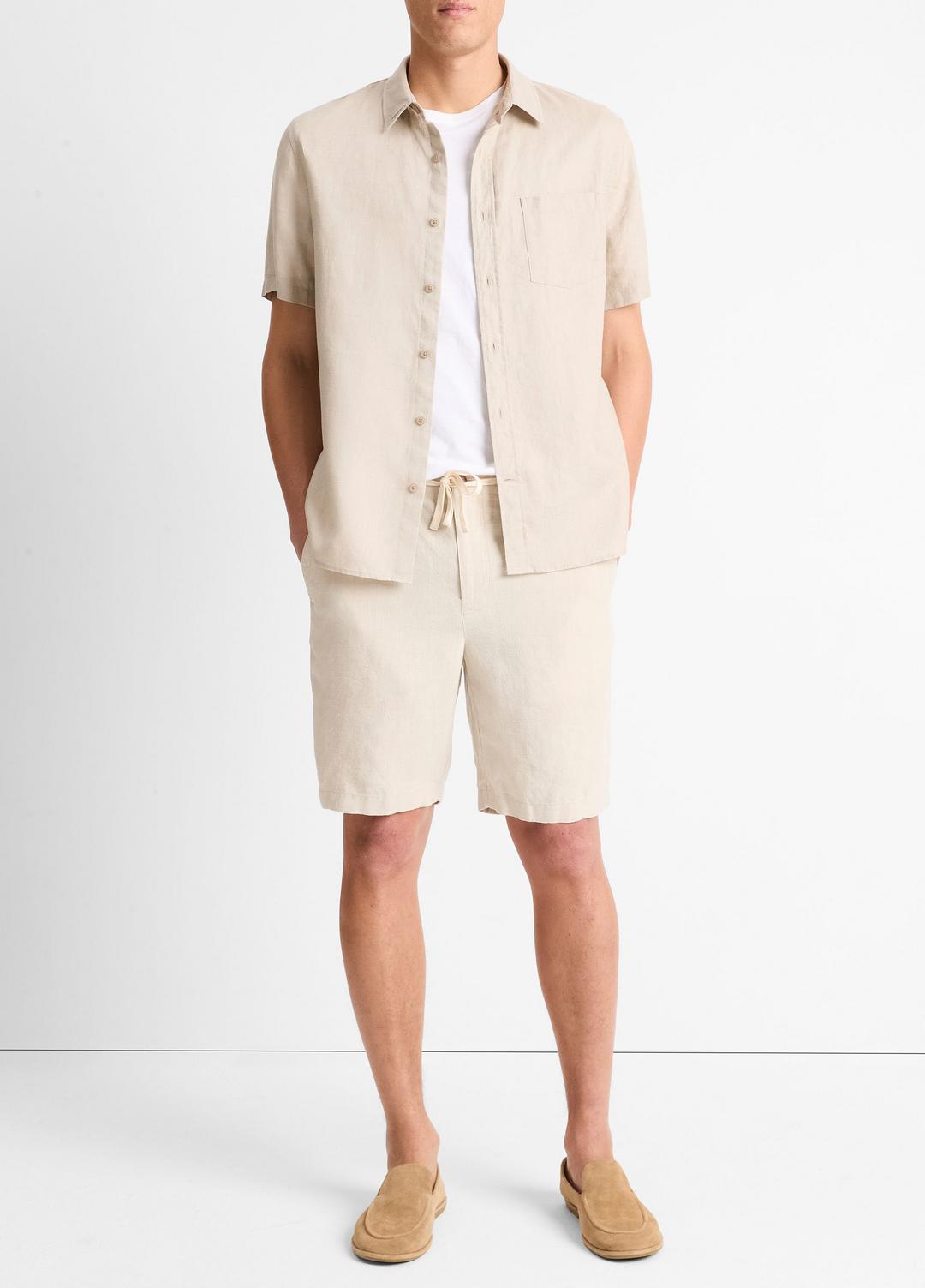 Linen Short-Sleeve Shirt in Short Sleeve - PUMICE ROCK