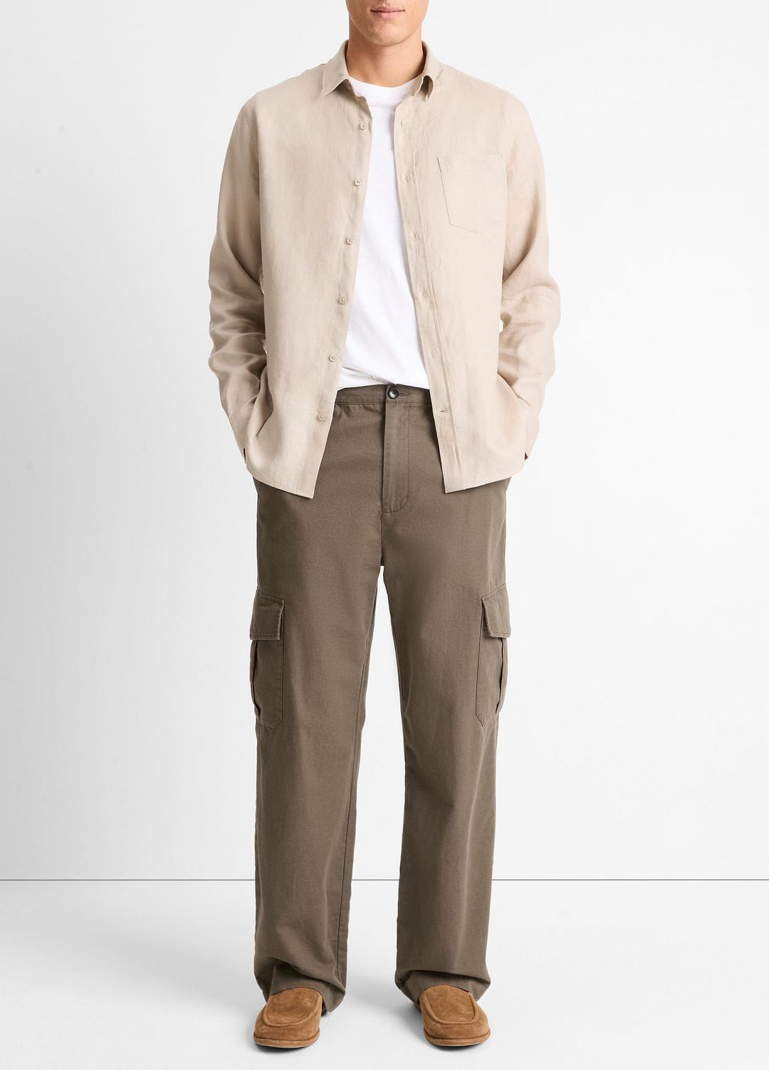 Linen Long-Sleeve Shirt in Long Sleeve - PUMICE ROCK