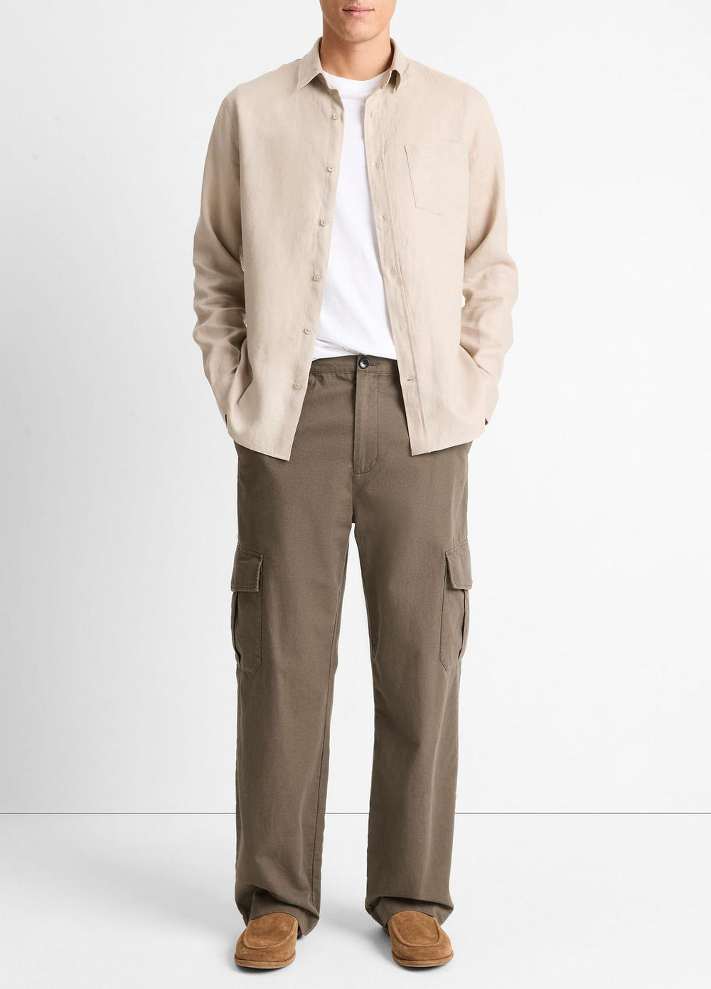 Linen Long-Sleeve Shirt in Long Sleeve - PUMICE ROCK