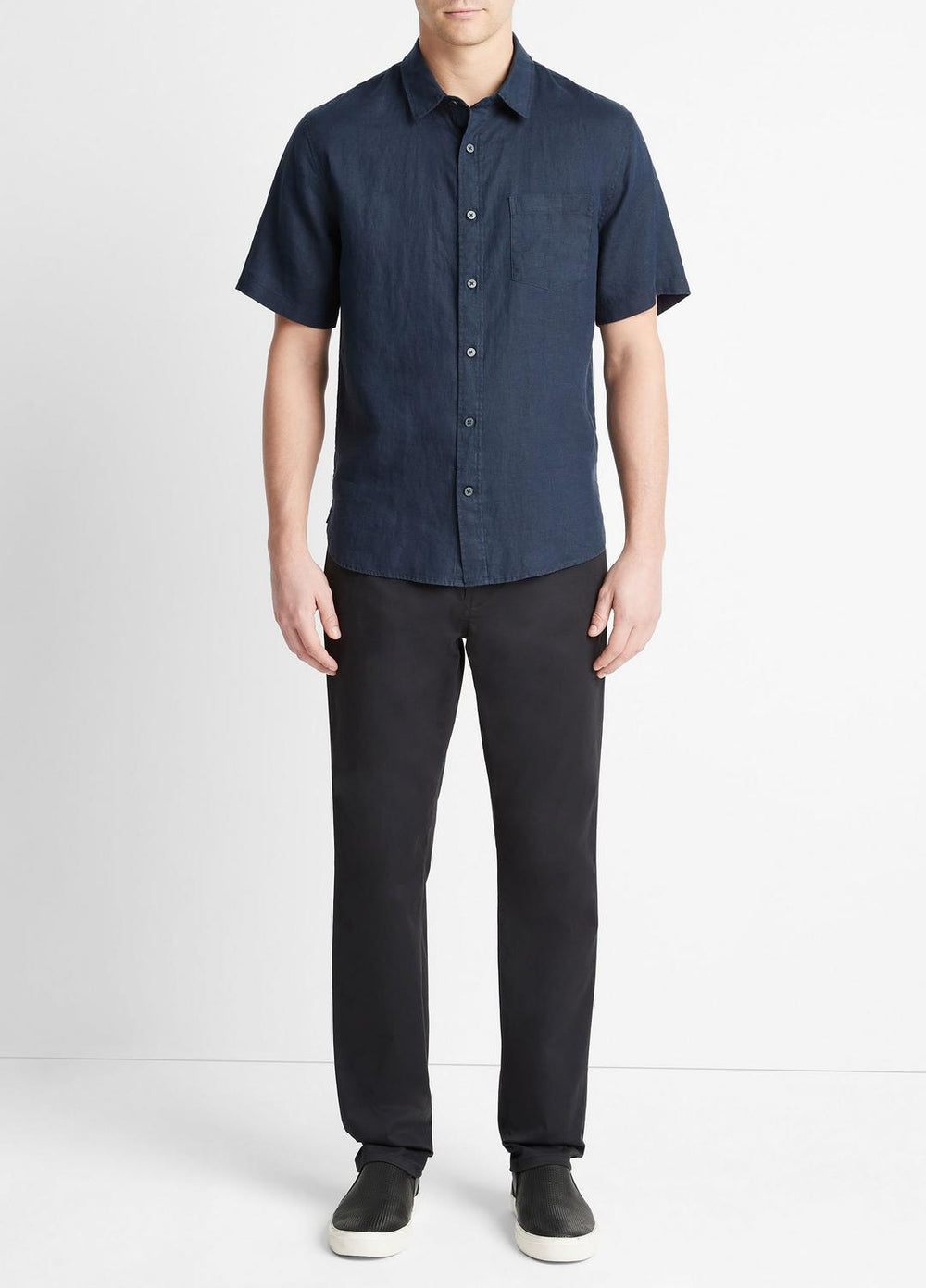 Linen Short-Sleeve Shirt in Short Sleeve - COASTAL BLUE