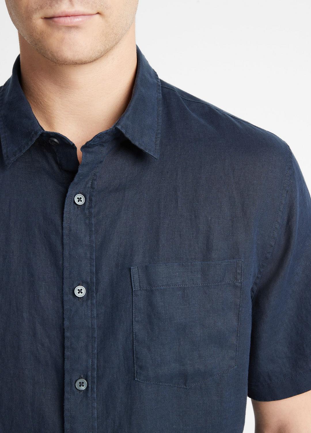 Linen Short-Sleeve Shirt in Short Sleeve - COASTAL BLUE