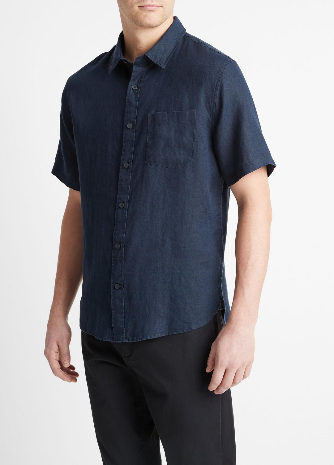 Linen Short-Sleeve Shirt in Short Sleeve - COASTAL BLUE