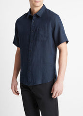 Linen Short-Sleeve Shirt in Short Sleeve - COASTAL BLUE